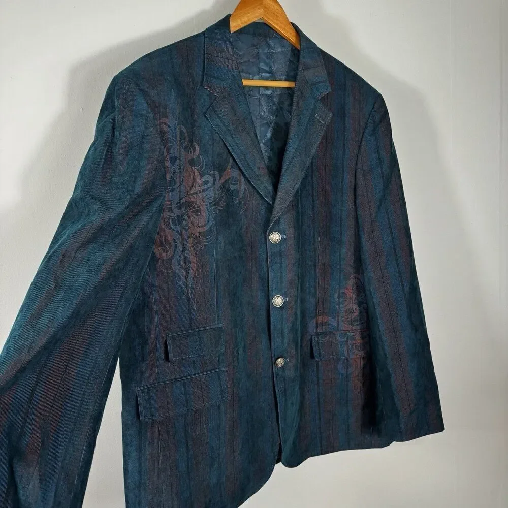 Empra Sz XL / 44 Micro Corduroy Stylish Coat Jacket Blazer Turquoise Teal NICE